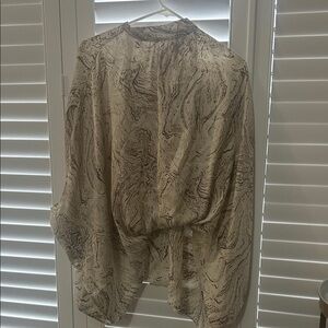 Chic Women's Blouse in Cream and Brown - Before You
